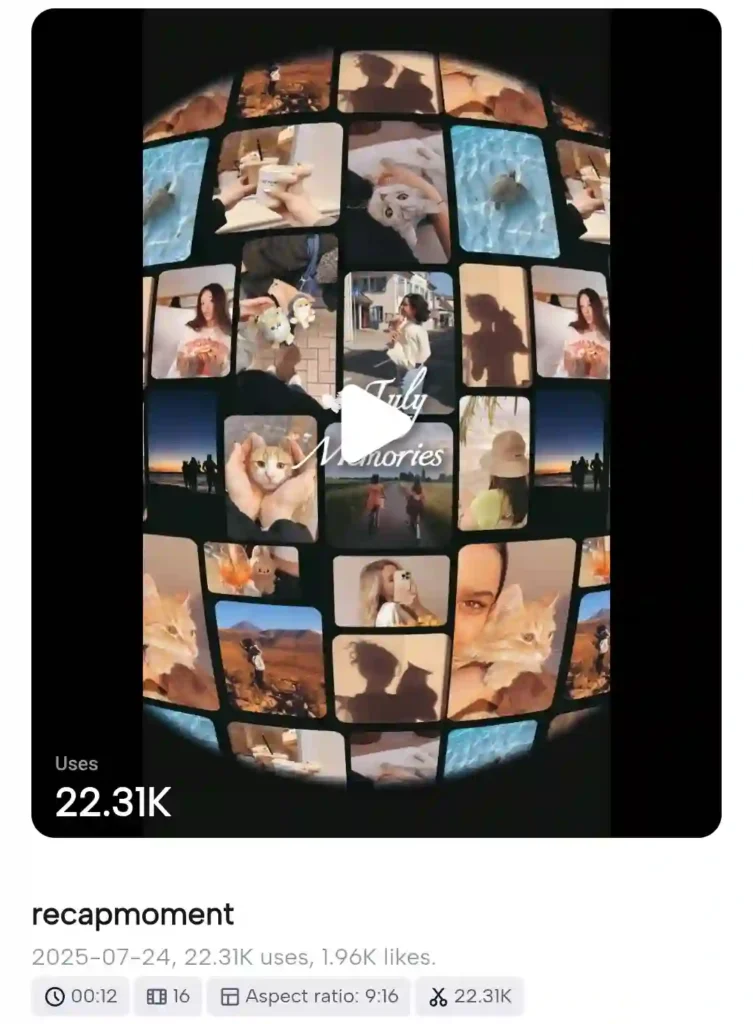 2025 Recap Moment Reels Capcut Template